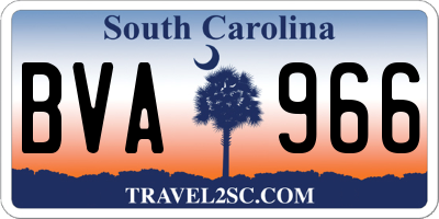 SC license plate BVA966
