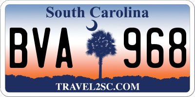 SC license plate BVA968