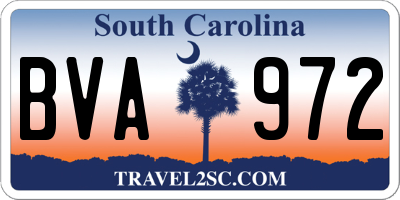 SC license plate BVA972