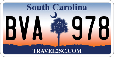 SC license plate BVA978