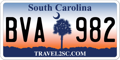 SC license plate BVA982
