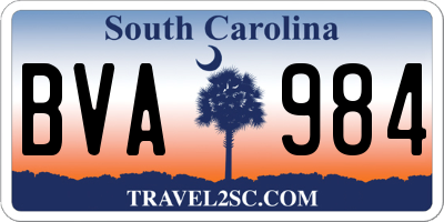 SC license plate BVA984