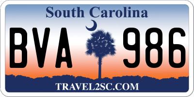 SC license plate BVA986