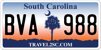 SC license plate BVA988