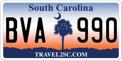 SC license plate BVA990