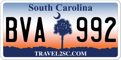 SC license plate BVA992