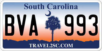 SC license plate BVA993