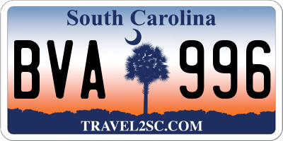SC license plate BVA996