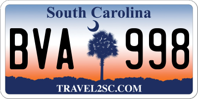 SC license plate BVA998