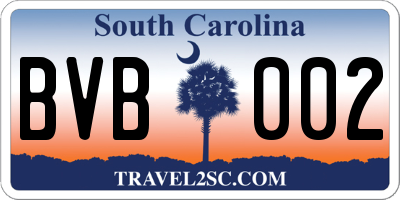 SC license plate BVB002