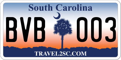 SC license plate BVB003
