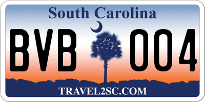 SC license plate BVB004