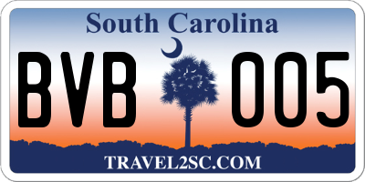 SC license plate BVB005