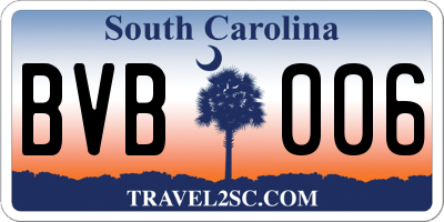 SC license plate BVB006