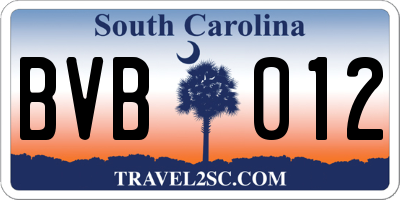 SC license plate BVB012