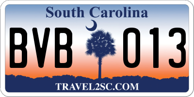 SC license plate BVB013