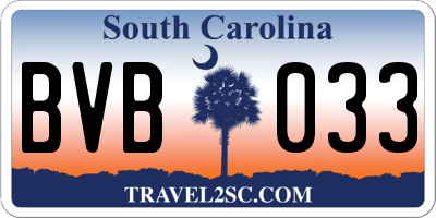 SC license plate BVB033