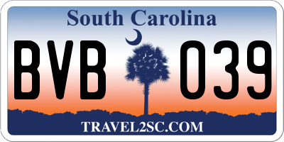 SC license plate BVB039