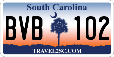 SC license plate BVB102