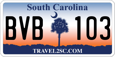 SC license plate BVB103