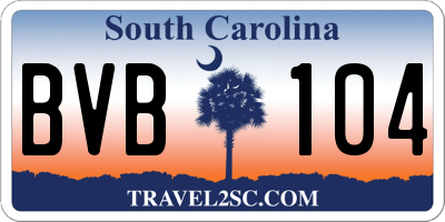 SC license plate BVB104