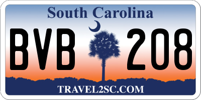 SC license plate BVB208