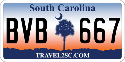 SC license plate BVB667
