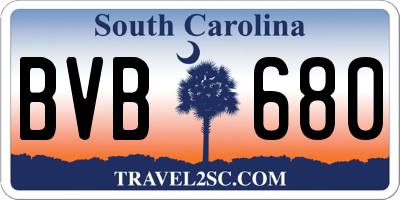 SC license plate BVB680
