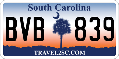 SC license plate BVB839