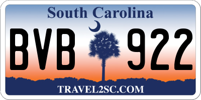 SC license plate BVB922