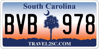 SC license plate BVB978