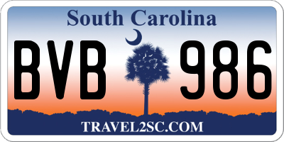 SC license plate BVB986