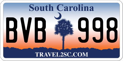 SC license plate BVB998