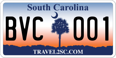 SC license plate BVC001