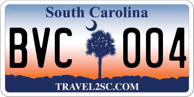 SC license plate BVC004