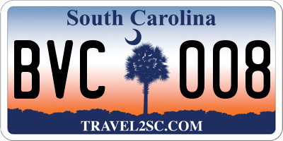 SC license plate BVC008