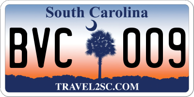 SC license plate BVC009