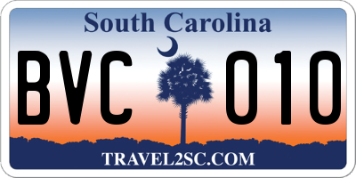 SC license plate BVC010