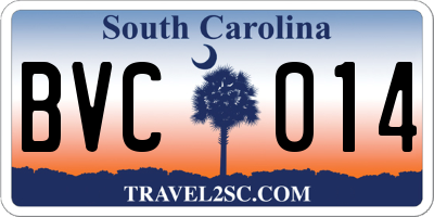SC license plate BVC014