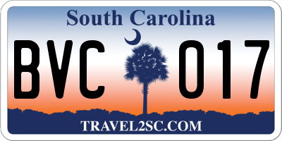 SC license plate BVC017