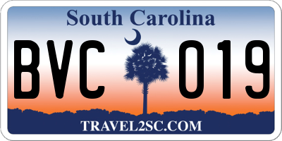SC license plate BVC019