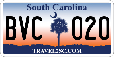 SC license plate BVC020