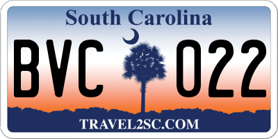 SC license plate BVC022