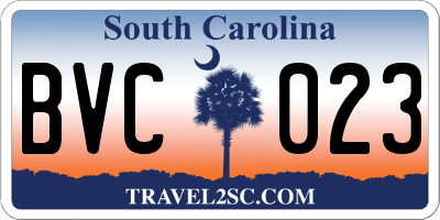SC license plate BVC023