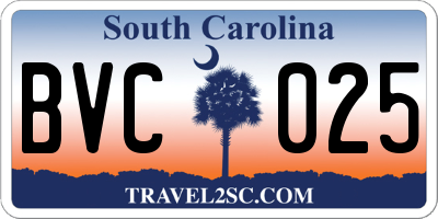 SC license plate BVC025