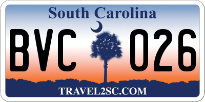 SC license plate BVC026