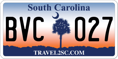 SC license plate BVC027