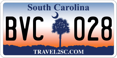 SC license plate BVC028