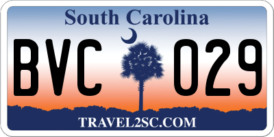 SC license plate BVC029