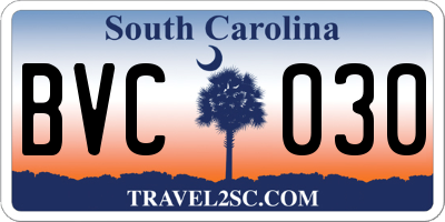 SC license plate BVC030